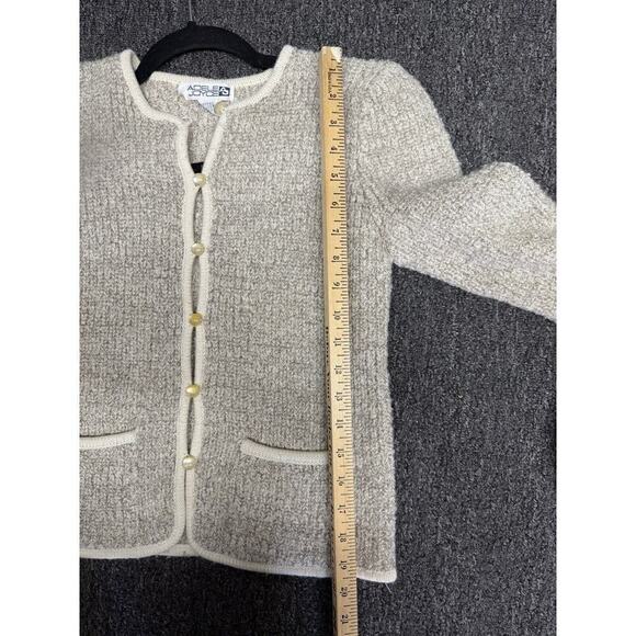 Vintage Adele Joyce Wool Blend Ivory Cardigan Pearl Buttons - Medium - Picture 6 of 6